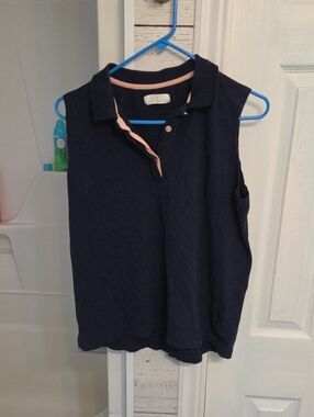 Milano Navy Sleeveless Polo with Pink Trim
